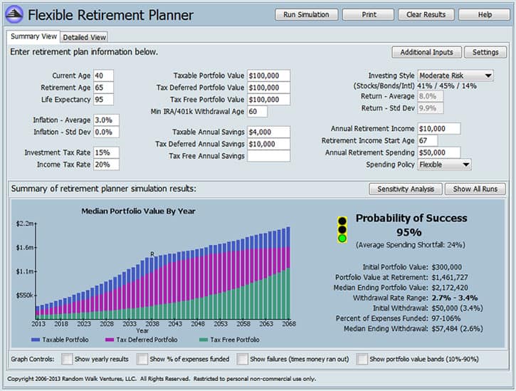 flexible retirement planner instructions