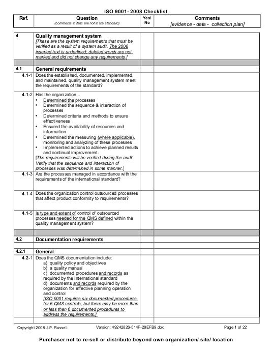 work instruction and checklist iso 9001